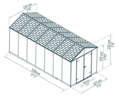 Rubicon Garden Shed 2.4m x 5.3m - Grey