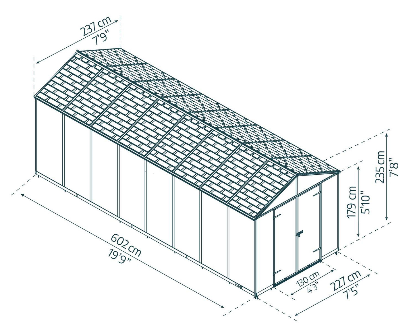 Rubicon Garden Shed 2.4m x 6m - Grey