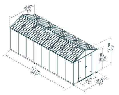 Rubicon Garden Shed 2.4m x 6m - Grey