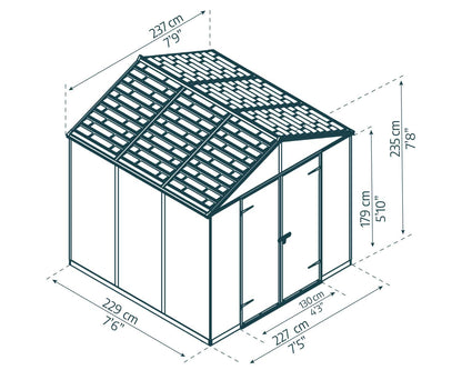 Rubicon Garden Shed 2.4m x 2.3m - Grey