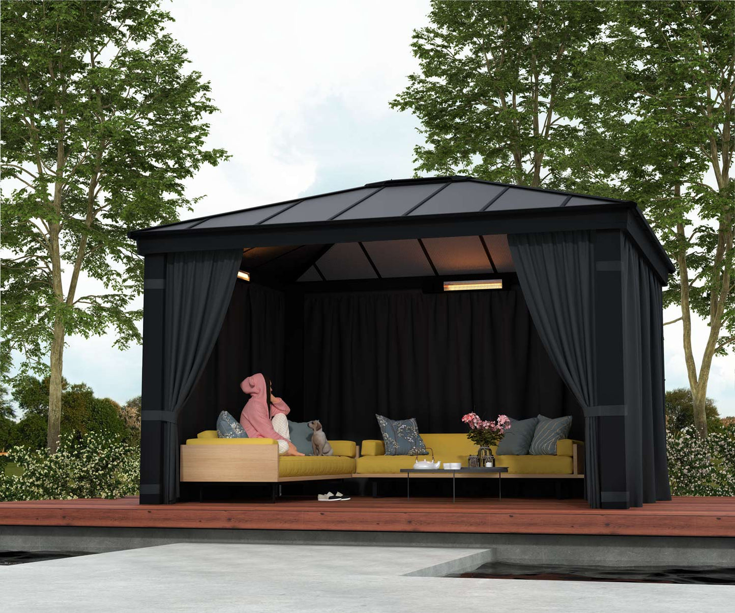 Dallas Gazebo 3.6m x 4.2m - Grey Frame With Grey Roof