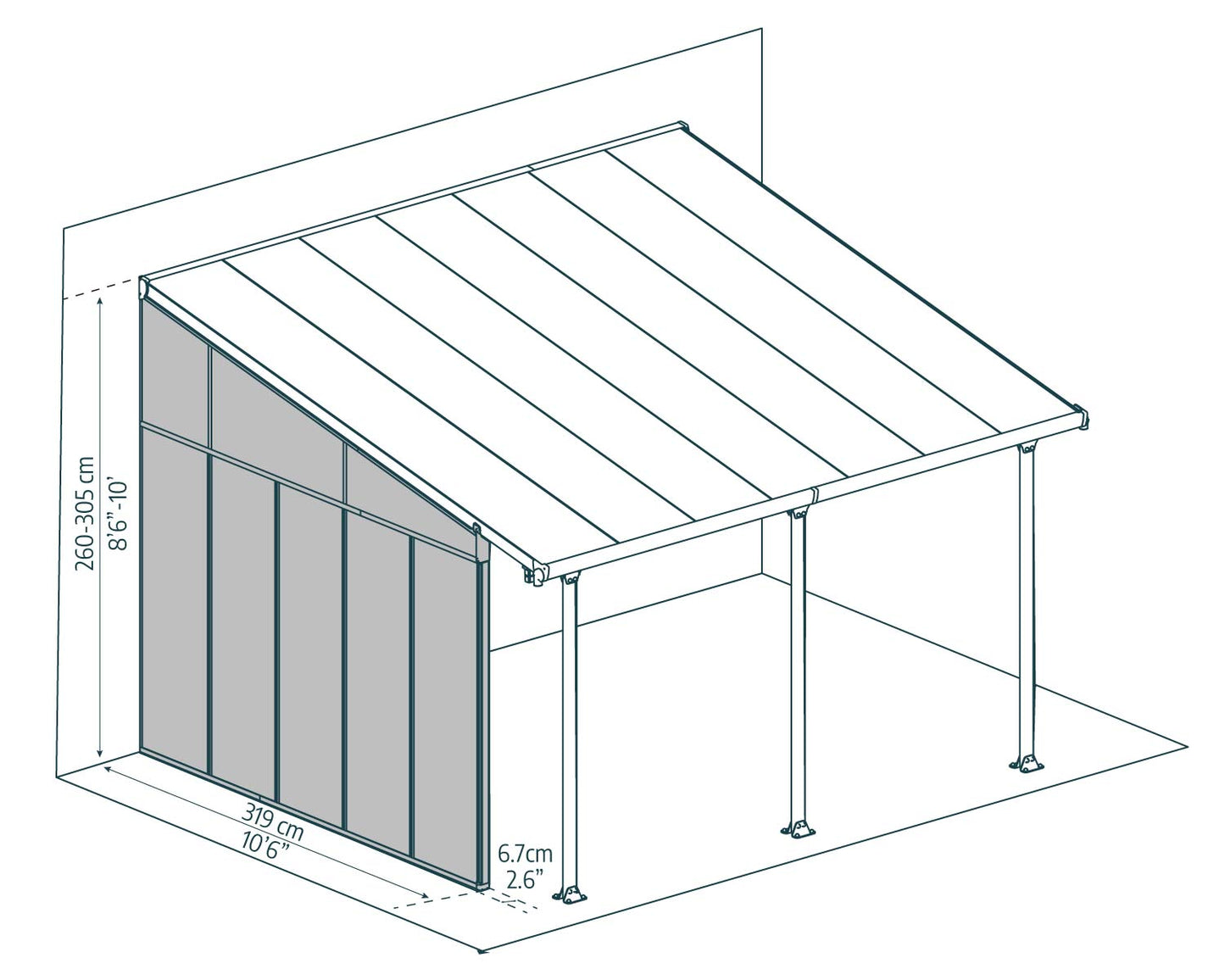 Side Wall for Sierra & Feria Patio Cover 3.85m - White