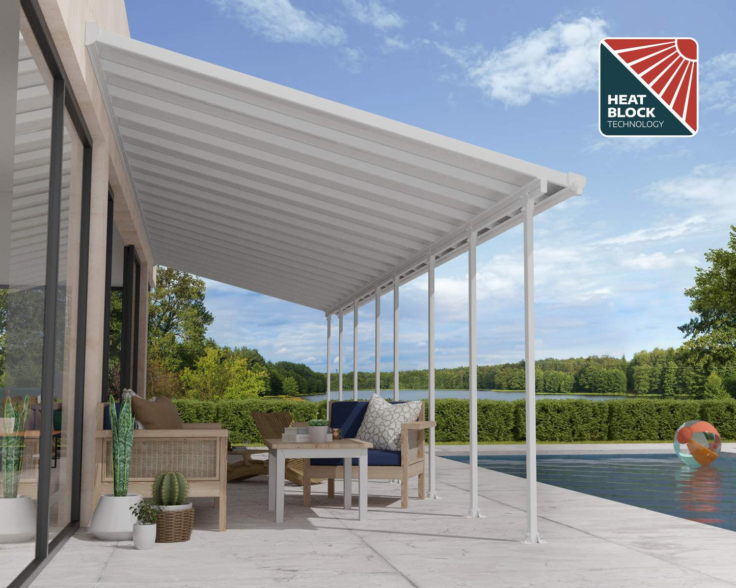 Feria Patio Cover 10.4m x 3m - White Frame With Clear Roof