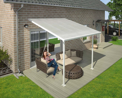 Feria 3m x 3m Patio Cover - White Aluminium Frame With Clear Polycarbonate