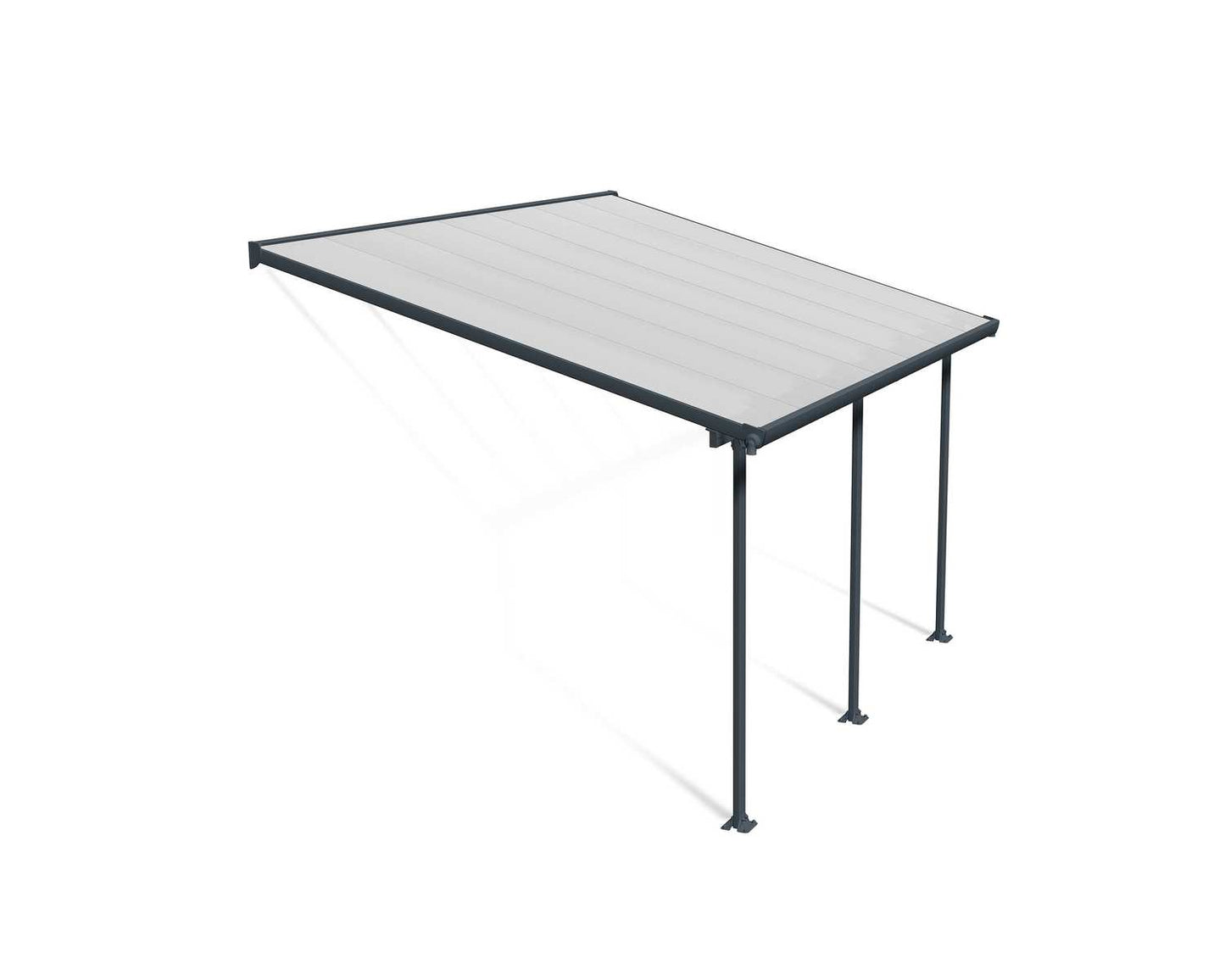 Feria Patio Cover 4.3m x 3m - Grey Frame With Clear Roof - mazeproducts