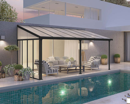 Feria 3m x 4.25m Patio Cover - White Aluminium Frame With Clear Polycarbonate