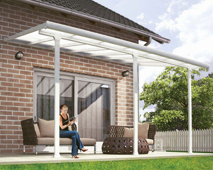 Feria 3m x 4.25m Patio Cover - White Aluminium Frame With Clear Polycarbonate