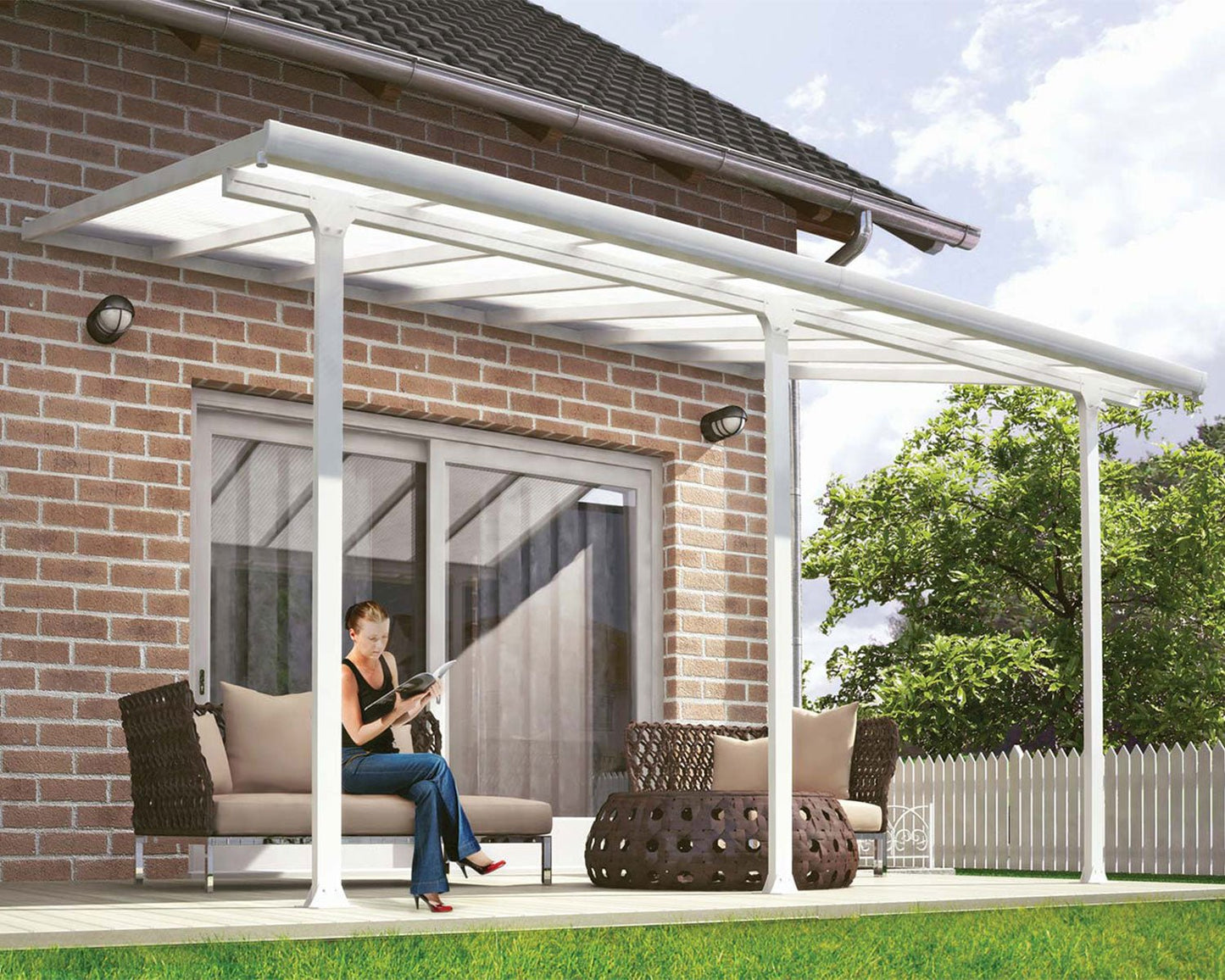 Feria Patio Cover 4.3m x 3m - Grey Frame With Clear Roof - mazeproducts