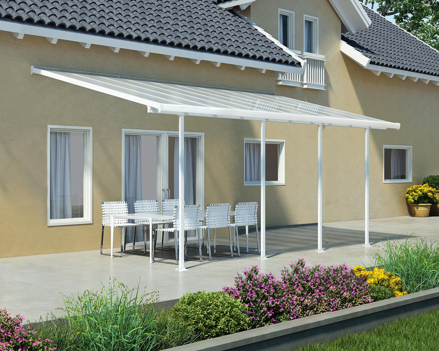 Feria Patio Cover 6.1m x 3m - White Frame With White Roof