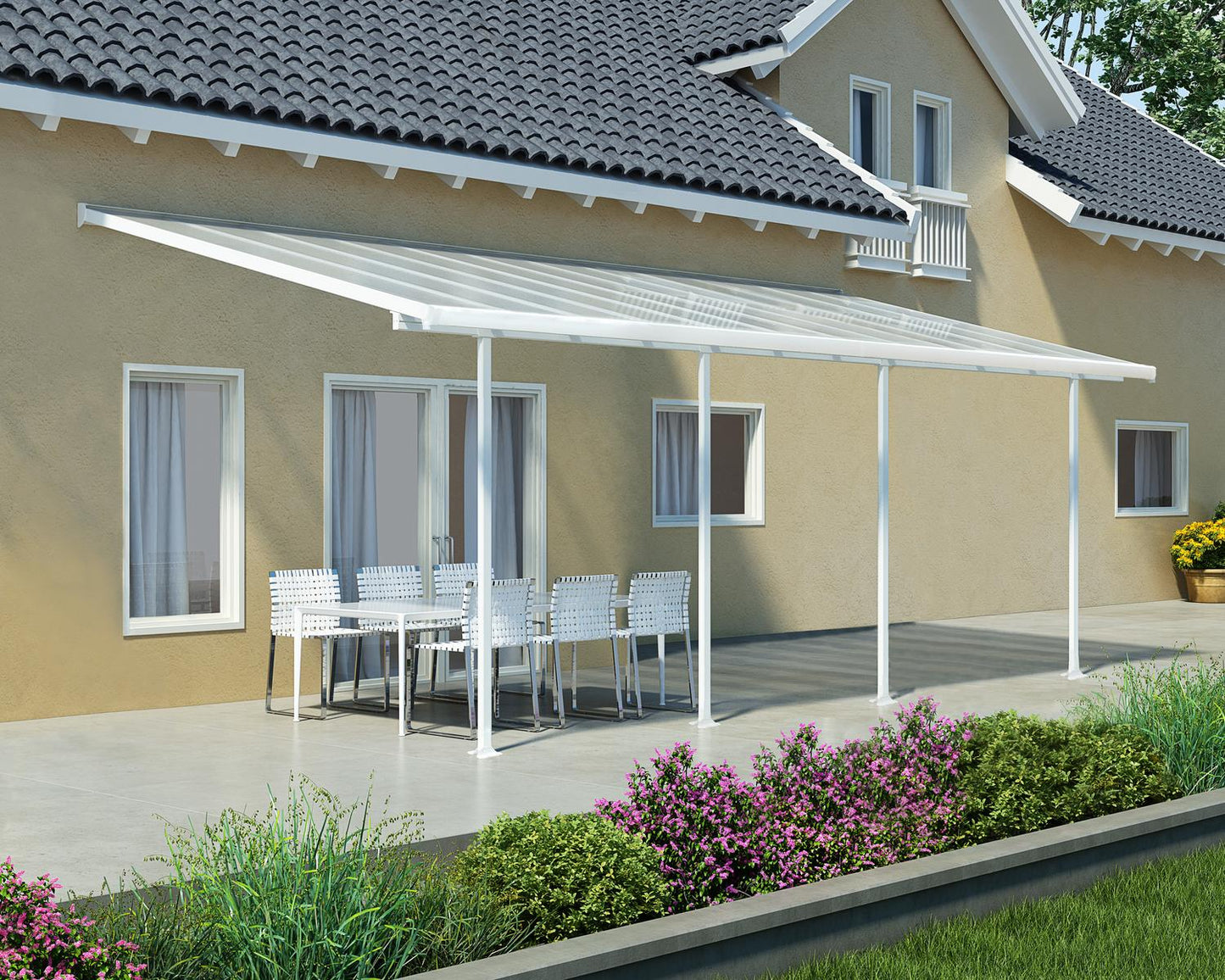 Feria Patio Cover 7.3m x 3m - White Frame With White Roof