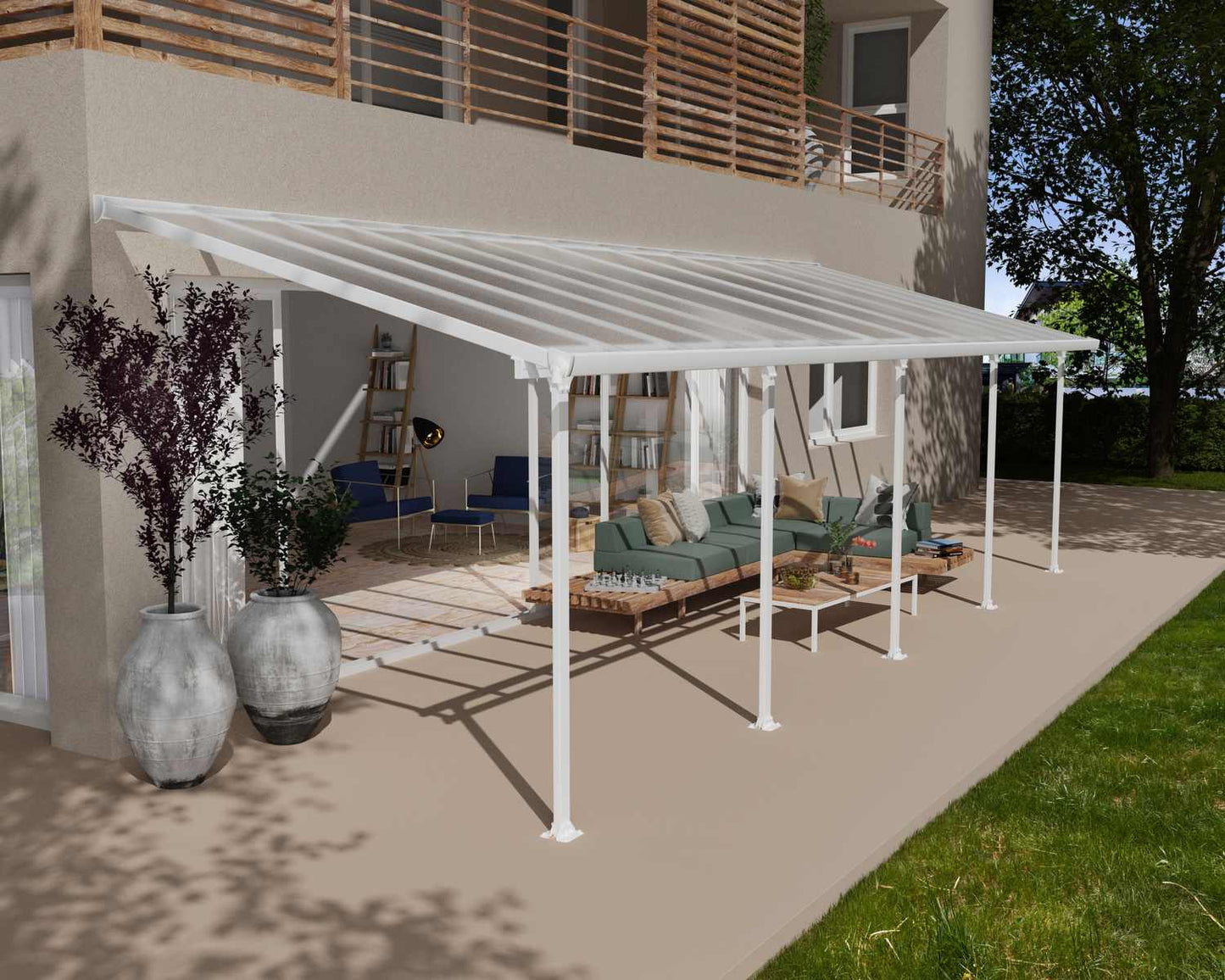 Feria Patio Cover 9.2m x 3m - White Frame With White Roof