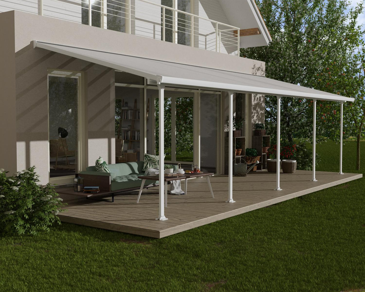 Feria Patio Cover 9.2m x 3m - White Frame With Clear Roof