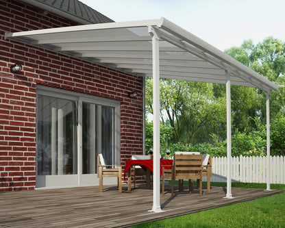 Feria 3.85m x 4.25m Patio Cover - White Aluminium Frame With Clear Polycarbonate