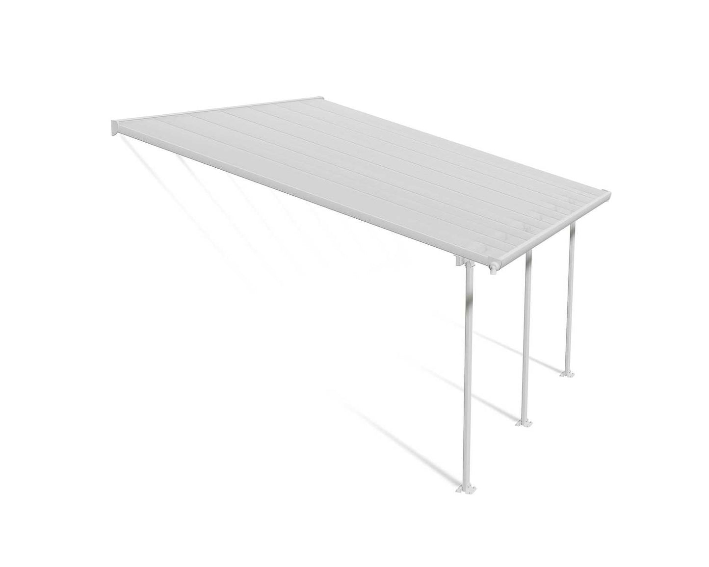 Feria 3.85m x 4.25m Patio Cover - White Aluminium Frame With Clear Polycarbonate
