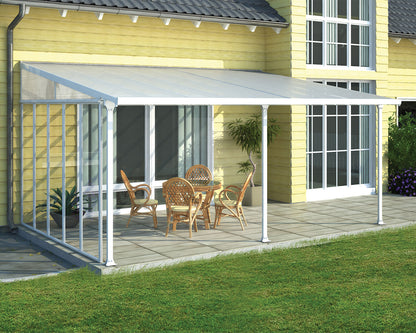 Feria 3.8m x 6.1m Patio Cover - White Aluminium Frame With Clear Polycarbonate