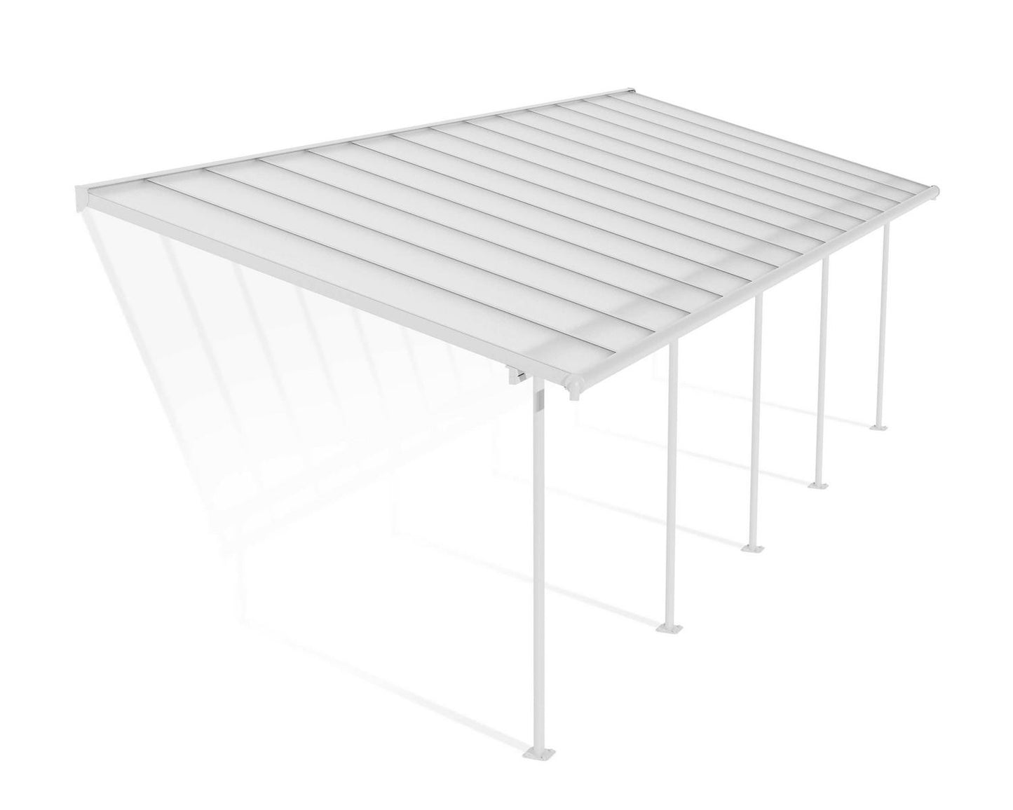 Sierra Patio Cover 8.5m x 3m - White Frame With Clear Roof