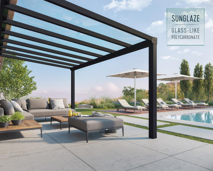 Stockholm Patio Cover 5.2m x 3.4m - Grey Frame With Clear Roof