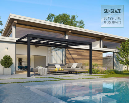 Stockholm Patio Cover 5.2m x 3.4m - Grey Frame With Clear Roof