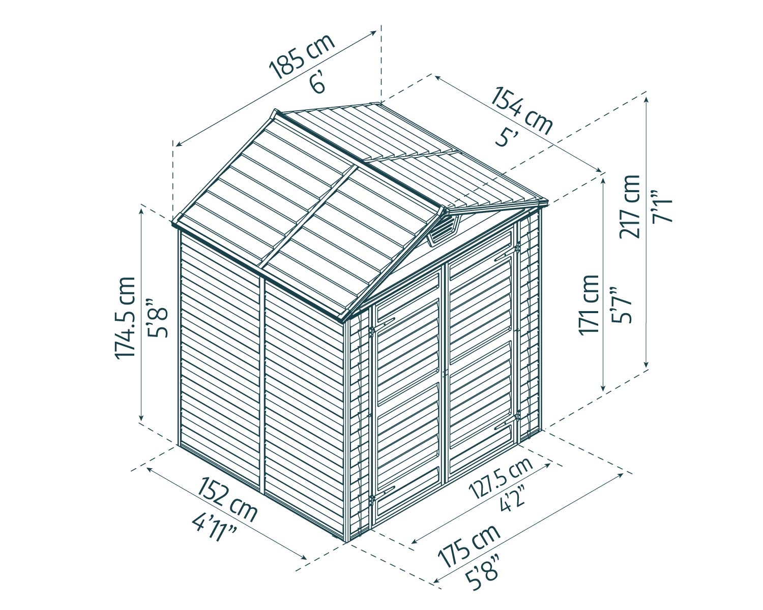 Skylight Garden Shed 1.9m x 1.5m - Midnight Grey - mazeproducts