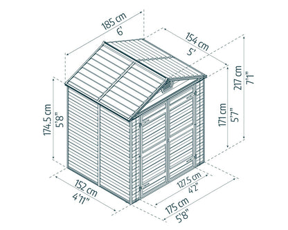 Skylight Garden Shed 1.9m x 1.5m - Midnight Grey - mazeproducts
