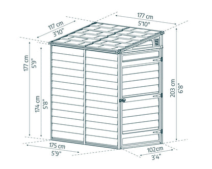 Skylight Pent Garden Shed 1.2m x 1.8m - Midnight Grey - mazeproducts