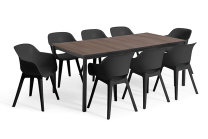 PRE ORDER: NOV. - Keter Signature Porto Dining Table - Walnut Look (2 x 0.9m)