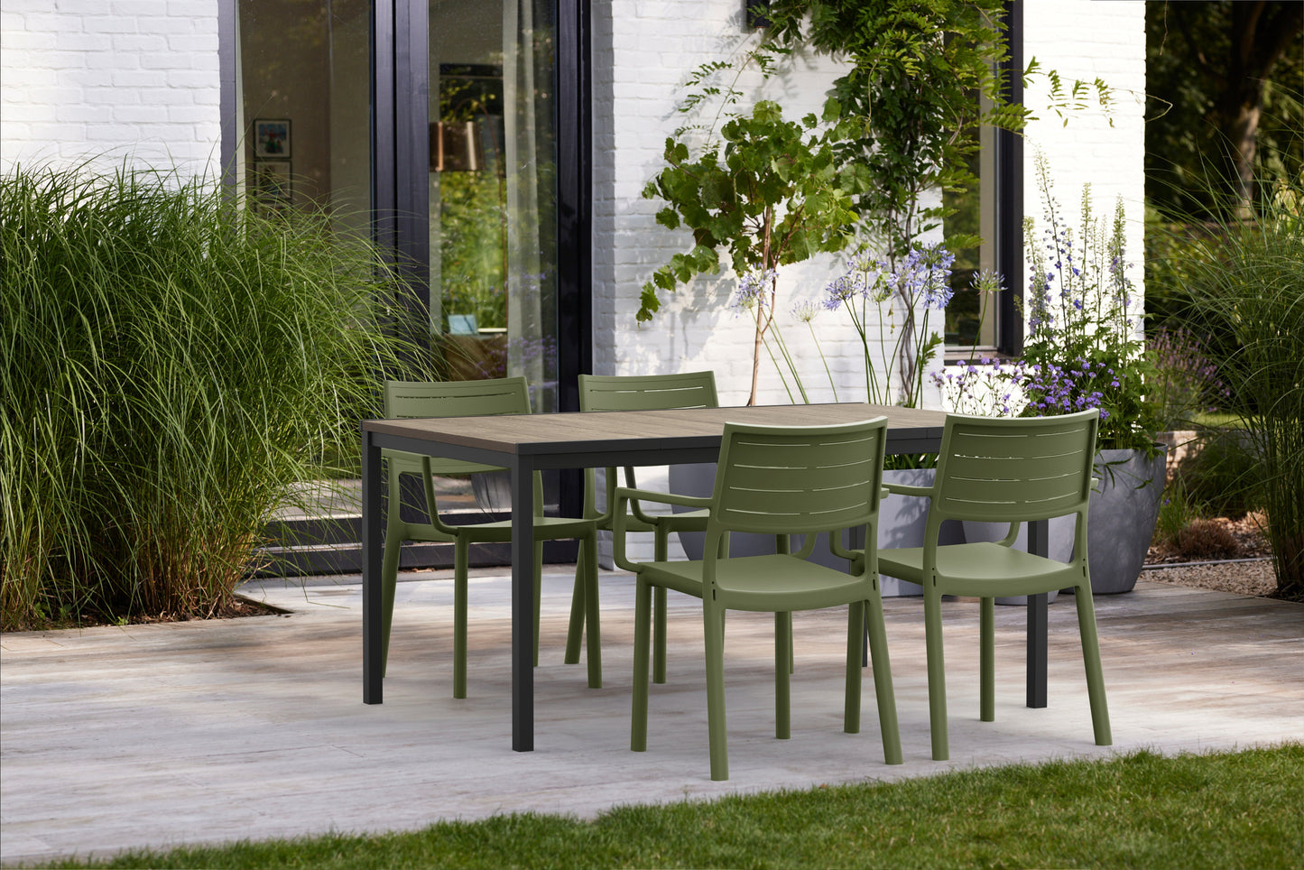 PRE ORDER: SEP. - Keter Metaline Metal Look Dining Chair: Green - 6 Pack