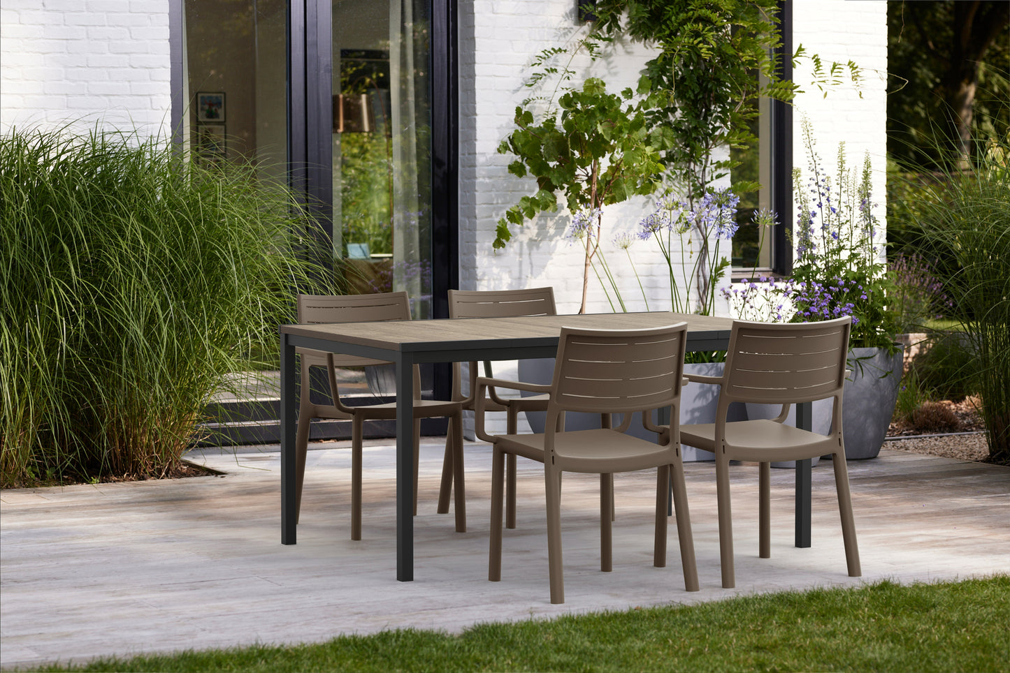 PRE ORDER: SEP. - Keter Metaline Metal Look Dining Chair: Cappuccino- 6 Pack