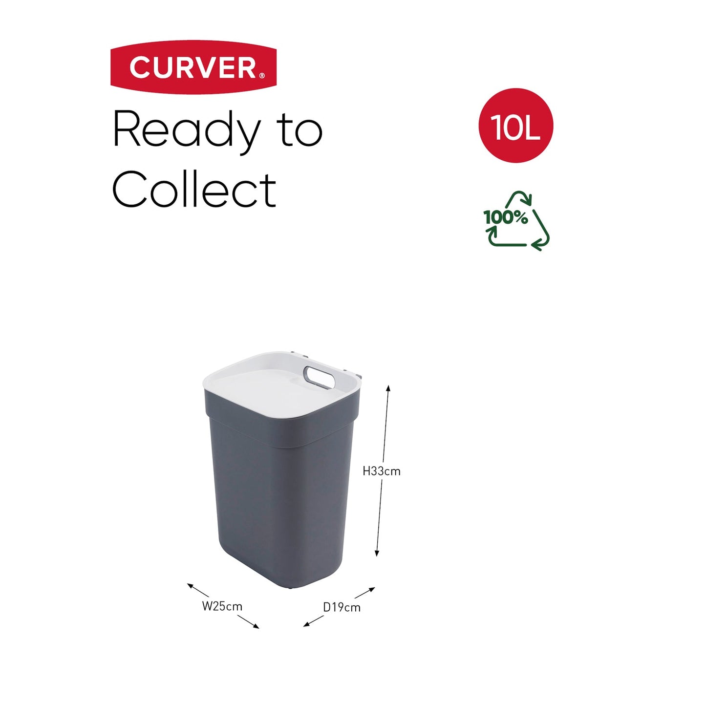 10L Ready to Collect Waste Separation Bin - Dark Grey