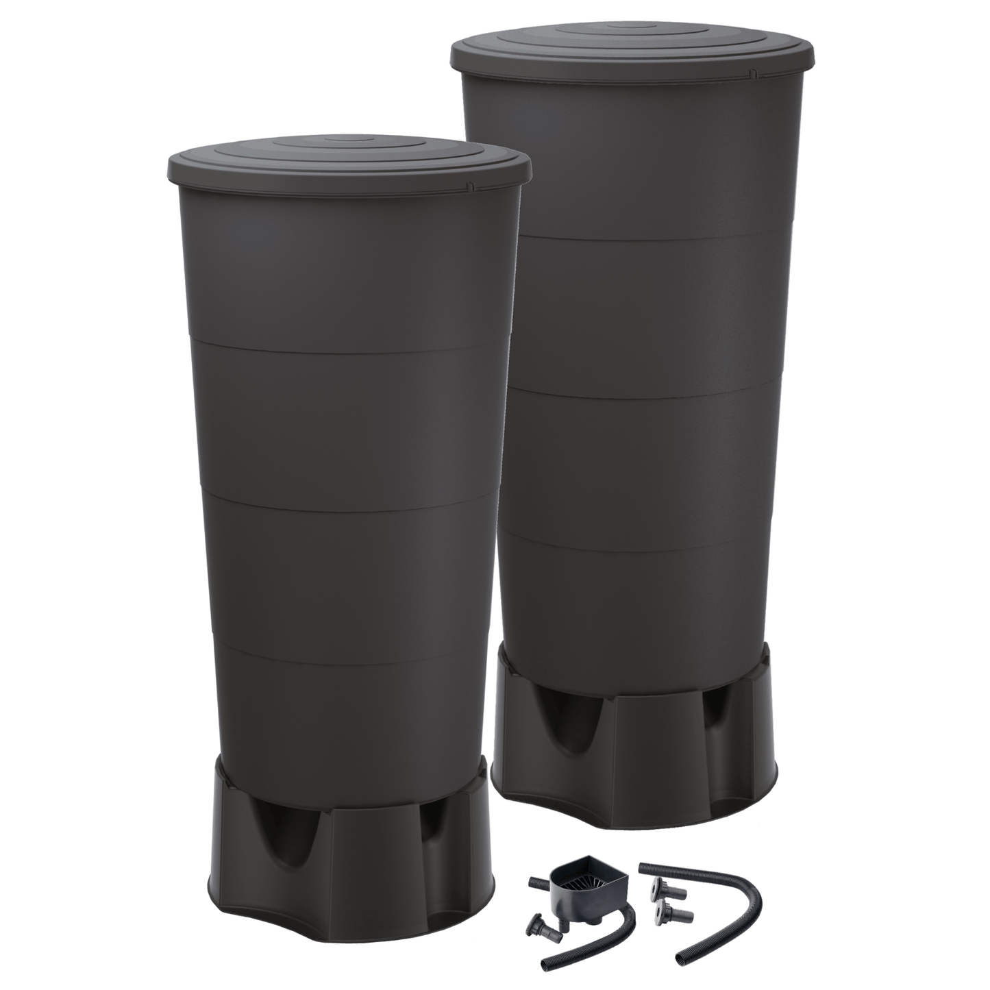SMOOTH 200L Rainwater Tank x 2 Kit (with Linking Kit, Diverter & Stands) - mazeproducts