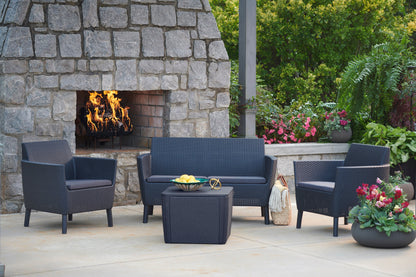 Keter Salemo Lounge Set With Storage Table - GRAPHITE