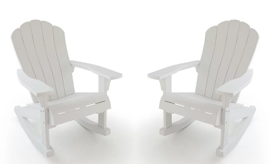 Keter Everest Rocking Adirondack Chair - White -  2 PACK