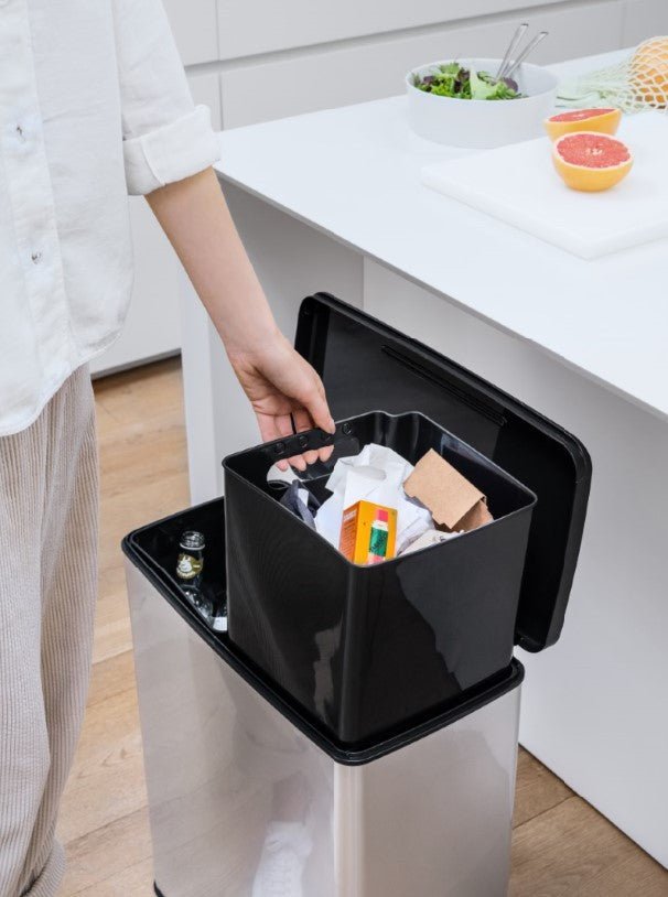 curver duo pedal bin Curver Deco Duo Bin – 2 X 26L – Steel Look – mazeproducts