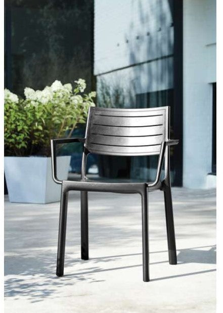 Keter Metaline Metal Look Dining Chair : Black - 6 PACK