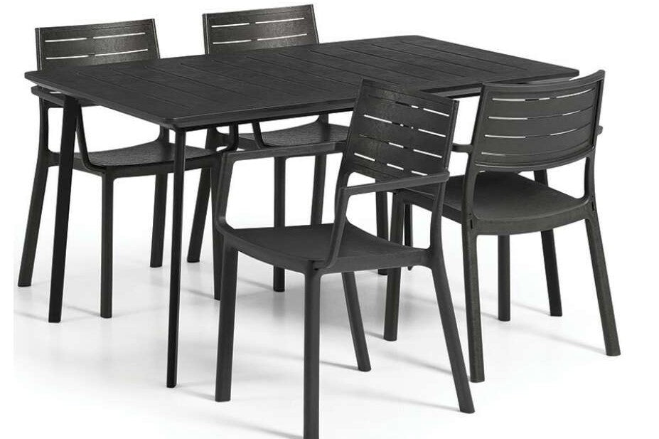 Keter Metaline Metal Look Dining Set: Black