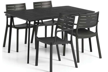 Keter Metaline Metal Look Dining Set: Black