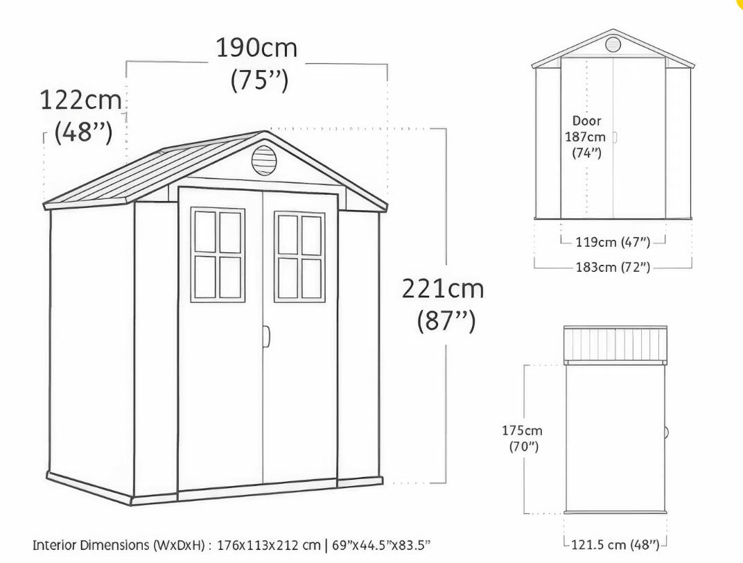 PRE ORDER: SEP. - Keter Darwin 6x4 Garden Shed - Grey (1.9 x 1.2m)