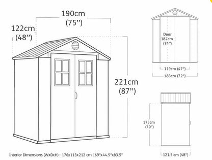 PRE ORDER: SEP. - Keter Darwin 6x4 Garden Shed - Grey (1.9 x 1.2m)