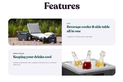 Keter Ice Cube Cooler - Side Table  - Graphite/White