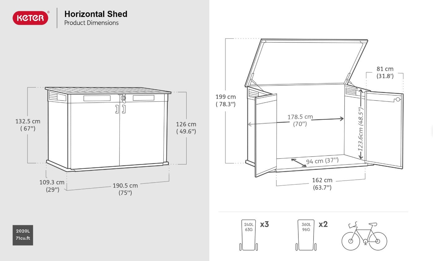 PRE ORDER: OCT. - Keter Signature Horizontal Shed - Walnut Look 2020L