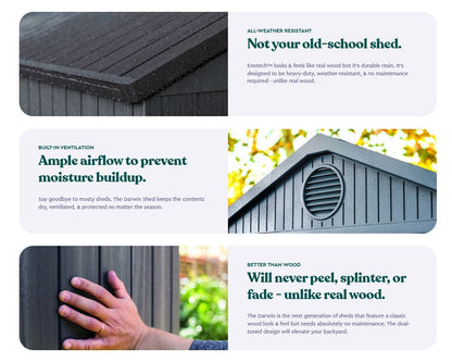 PRE ORDER: SEP. - Keter Darwin 6x4 Garden Shed - Grey (1.9 x 1.2m)