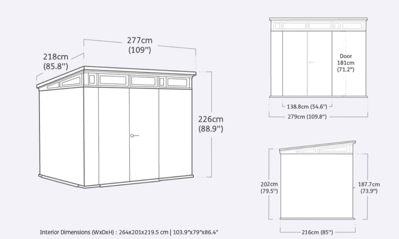 PRE ORDER: OCT. - Keter Signature Pent 9x7 Shed - Stormgrey Look (2.8 x 2.2m)