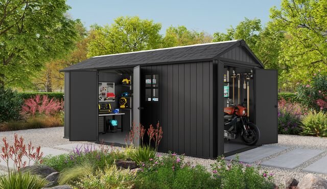 Keter Newton Plus Double Door Shed 7.5x17 (2.3 x 5.2m) - mazeproducts