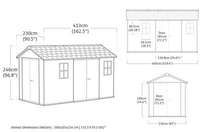 Keter Newton Plus Double Door Shed 7.5x13 (2.3 x 4.0m) - mazeproducts