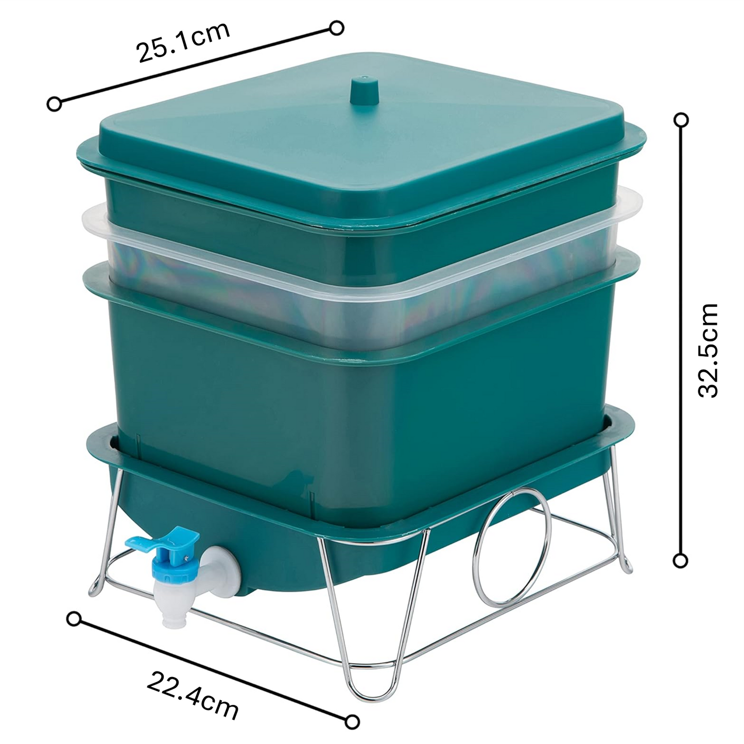 MINI 3 Tier Worm Farm (Teal) With 500 worms