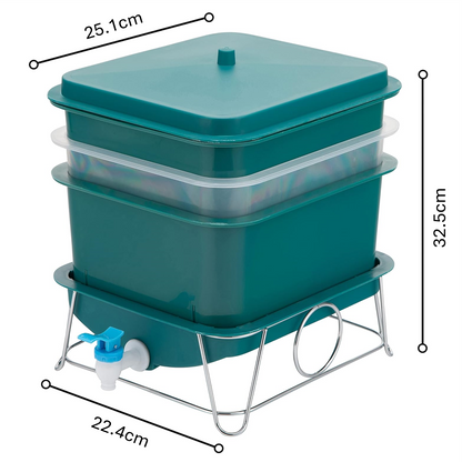 MINI 3 Tier Worm Farm (Teal) With 500 worms