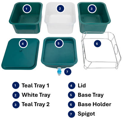 MINI 3 Tier Worm Farm (Teal) With 500 worms