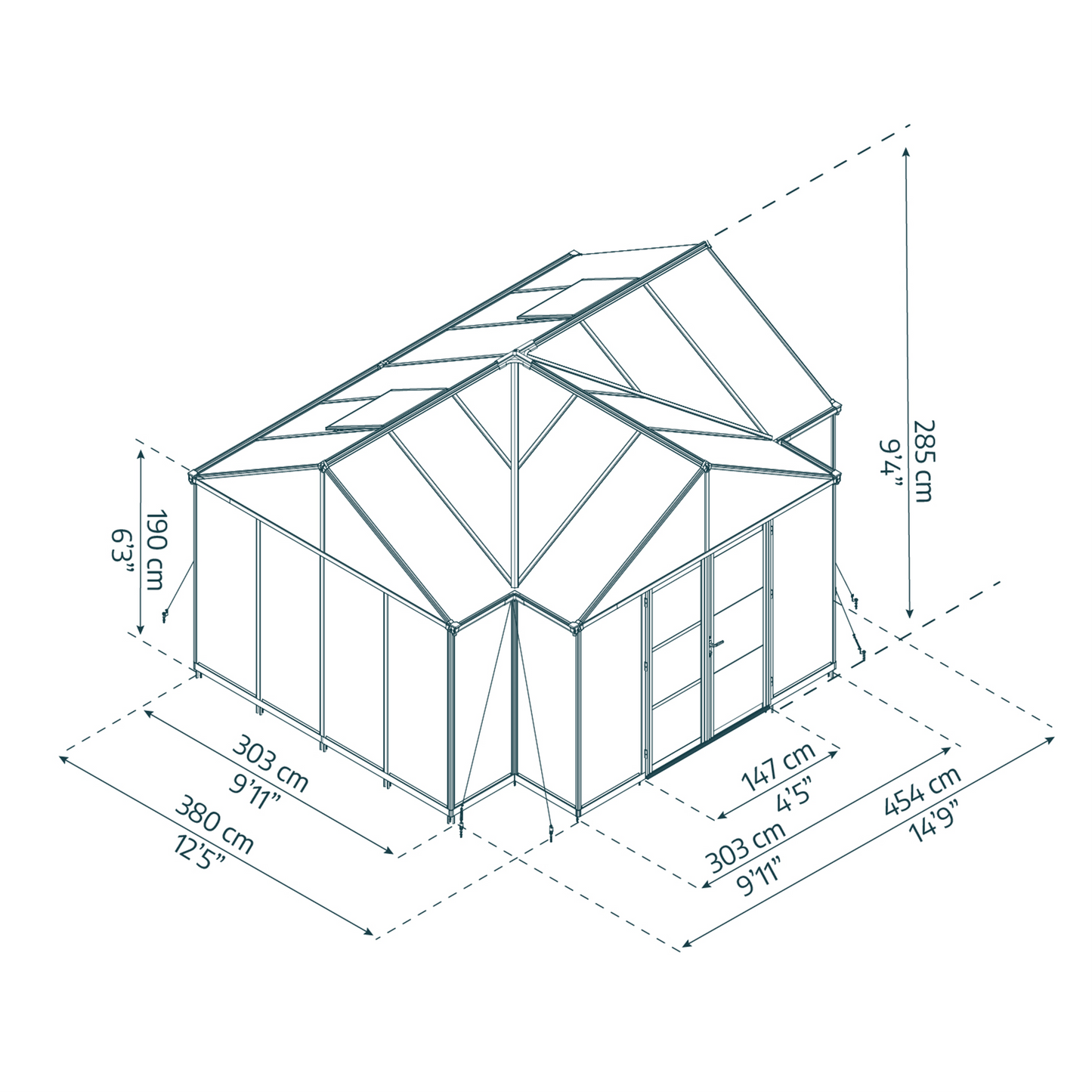 Triomphe Orangery Garden Chalet Greenhouse - Black Frame