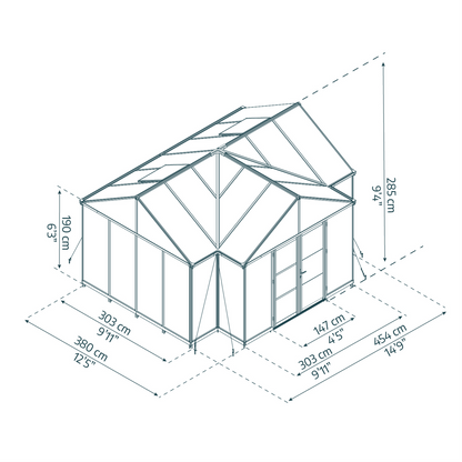 Triomphe Orangery Garden Chalet Greenhouse - Black Frame
