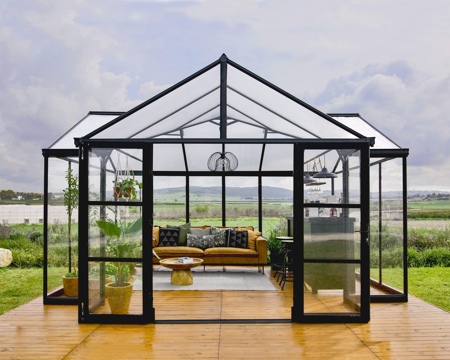 Triomphe Orangery Garden Chalet Greenhouse - Black Frame